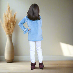 Butterfly Mesh Decor Girls Velvet Top