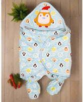 Crystal Velvet Penguin Cotton Padded Sleeping Bag with Chest Quilt