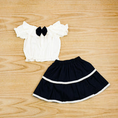 Off Shoulder Top Double Frill Skirt 2 Piece Baby Girl Toddler Girl Dress