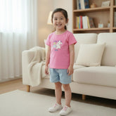 Lovely Rabbit Common Daily Use Summer Half Sleeves Girls T-Shirt