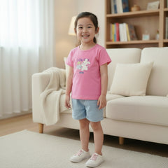 Lovely Rabbit Common Daily Use Summer Half Sleeves Girls T-Shirt