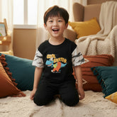 Boys' half sleeves black t-shirt with 'COOL SKATER New York City' text and graphic on the front.