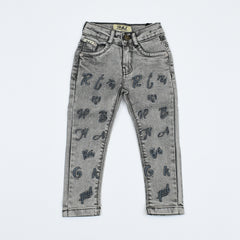 Embroidered Alphabets Girl Jeans Pants