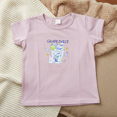 Grape Juice Common Daily Use Summer Half Sleeves Girls T-Shirt