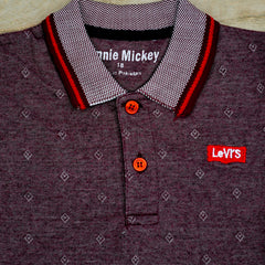 Self Pattern Summer Half Sleeves Boys Polo Shirt