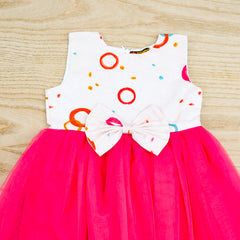 Colorful Circles Sleeveless Cotton Mesh Tutu Frock
