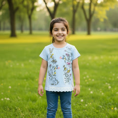 Lovely Forest Outdoor Summer Half Sleeves Girls T-Shirt