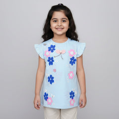 Floral Fun Outdoor Summer Half Sleeves Girls T-Shirt