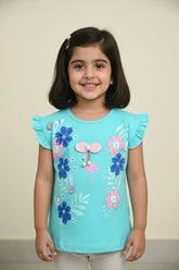 Floral Fun Outdoor Summer Half Sleeves Girls T-Shirt