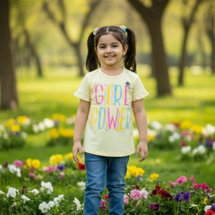 Girl Power Outdoor Summer Half Sleeves Girls T-Shirt
