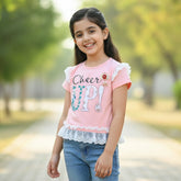 Cheer Up Outdoor Summer Half Sleeves Girls T-Shirt