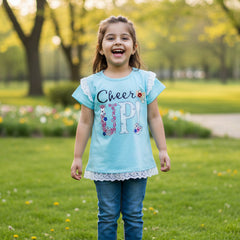 Cheer Up Outdoor Summer Half Sleeves Girls T-Shirt