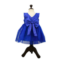 Sleeveless Crushed Sequin Knee Length Front Back Bows Pageant Frock