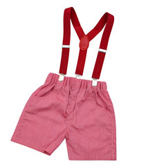 Stripes Pattern Bow Tie Shirt Stripes Shorts Suspender Set Baby Boy Toddler Boy Dress