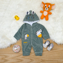 Little Giraffe Baby Boy Valor Velvet Quilted Winter Romper & Shoes Set