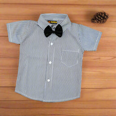 Baby Boy Toddler Boy Stripes Bowtie Shirt & Suspender Shorts Set – Stylish Outfit for Special Occasions