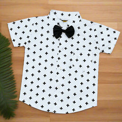Baby Boy Toddler Boy Plus Tik Shirt Bowtie Shirt Shirt & Suspender Shorts Set – Stylish Outfit for Special Occasions