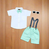 Baby Boy Toddler Boy Shirt Bowtie Shirt Shirt & Suspender Shorts Set – Stylish Outfit for Special Occasions