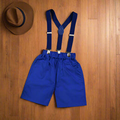Baby Boy Toddler Boy Stripes Bowtie Shirt Shorts & Suspender Set – Stylish Outfit for Special Occasions
