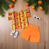 Floral Print Flutter Sleeves Top & Shorts Set – Perfect for Summer Outings