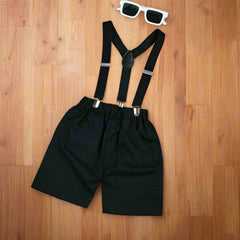 Baby Boy Toddler Boy Angle Twist Bowtie Shirt Shorts & Suspender Set – Stylish Outfit for Special Occasions