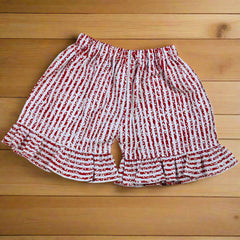 Adorable Baby Girl Toddler Girl Summer Outfit – 2-Piece Heart Embellished Top, Frilled Printed Shorts