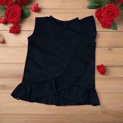 Chic Cross Frills Sleeveless Top & Contrast Lines Pattern Pants Set with Summer Hat - Perfect for Casual Outings & Events