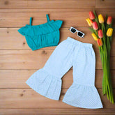 Off Shoulder Top & Cool Print Gharara Style Pants Set – Perfect for Summer Outings