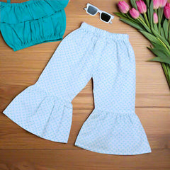 Off Shoulder Top & Cool Print Gharara Style Pants Set – Perfect for Summer Outings