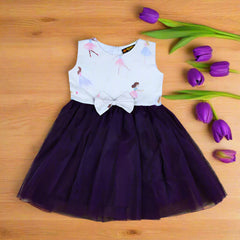 Fairy Princess Sleeveless Cotton Mesh Tutu Dress with Bow – Toddler & Girls Casual Wear Party Frock