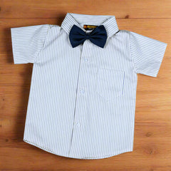 Baby Boy Toddler Boy Multi Stripes Bowtie Shirt Shorts & Suspender Set – Stylish Outfit for Special Occasions