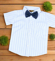 Baby Boy Toddler Boy Beautiful Stripes Bowtie Shirt Shorts & Suspender Set – Stylish Outfit for Special Occasions