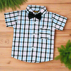Baby Boy Toddler Boy Awesome Checkered Bowtie Shirt Shorts & Suspender Set – Stylish Outfit for Special Occasions