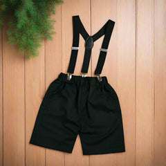 Baby Boy Toddler Boy Super Stylish Checkered Bowtie Shirt Shorts & Suspender Set – Stylish Outfit for Special Occasions