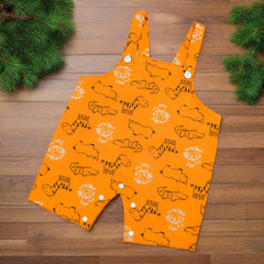 Baby Boy Dungaree Shorts Set – Forest Theme Print Overalls with Half Sleeve T-Shirt (3–24 Months)