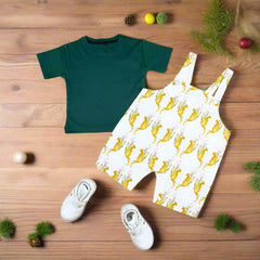 Baby Boy Dungaree Shorts Set – Leopard Print Overalls with Half Sleeve T-Shirt (3–24 Months)