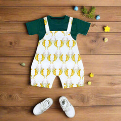 Baby Boy Dungaree Shorts Set – Leopard Print Overalls with Half Sleeve T-Shirt (3–24 Months)