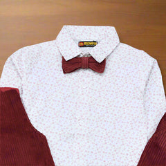 Baby & Toddler Burgundy Corduroy Formal Set – 4-Piece Outfit with Shirt, Vest & Pants (3M–4Y)