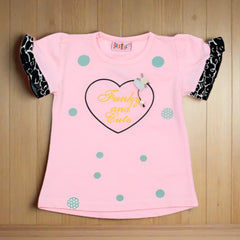 Funky and Cute Heart Frilled Sleeves Girls T-Shirt