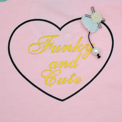Funky and Cute Heart Frilled Sleeves Girls T-Shirt