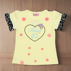 Funky and Cute Heart Frilled Sleeves Girls T-Shirt