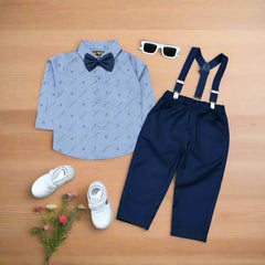 Boys' Formal 3-Piece Outfit – Long Sleeve Shirt, Pants & Suspenders Set | Dressy Toddler Clothes for Fall, Winter & Spring