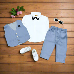 Boys' Formal 3-Piece Outfit Set – Dress Shirt, Vest & Pants for Weddings & Special Occasions