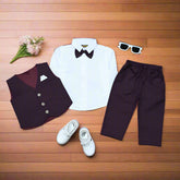 Stylish Boys' Burgundy Suit Set – Formal 3-Piece Outfit for Weddings & Events