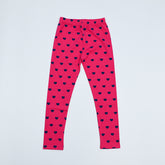 Girls Hearts Hot Pink Color Super Quality Cotton Tights