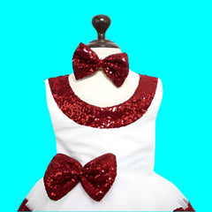 Sequin Embellished Silk & Net Girls Frock