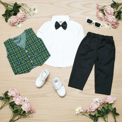 Children's clothing set including a shirt, vest, pants.