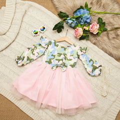 Children's floral top and pink skirt