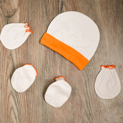 New Born Baby Girl Cap Botties and Mitten Set