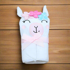Hudson Baby Flower Lama Hooded Bath Towel